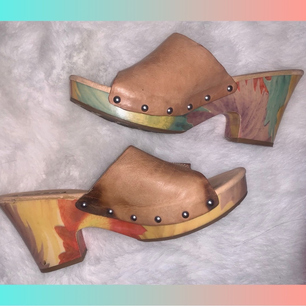 Kork’s Colorful Clogs with Tan Leather